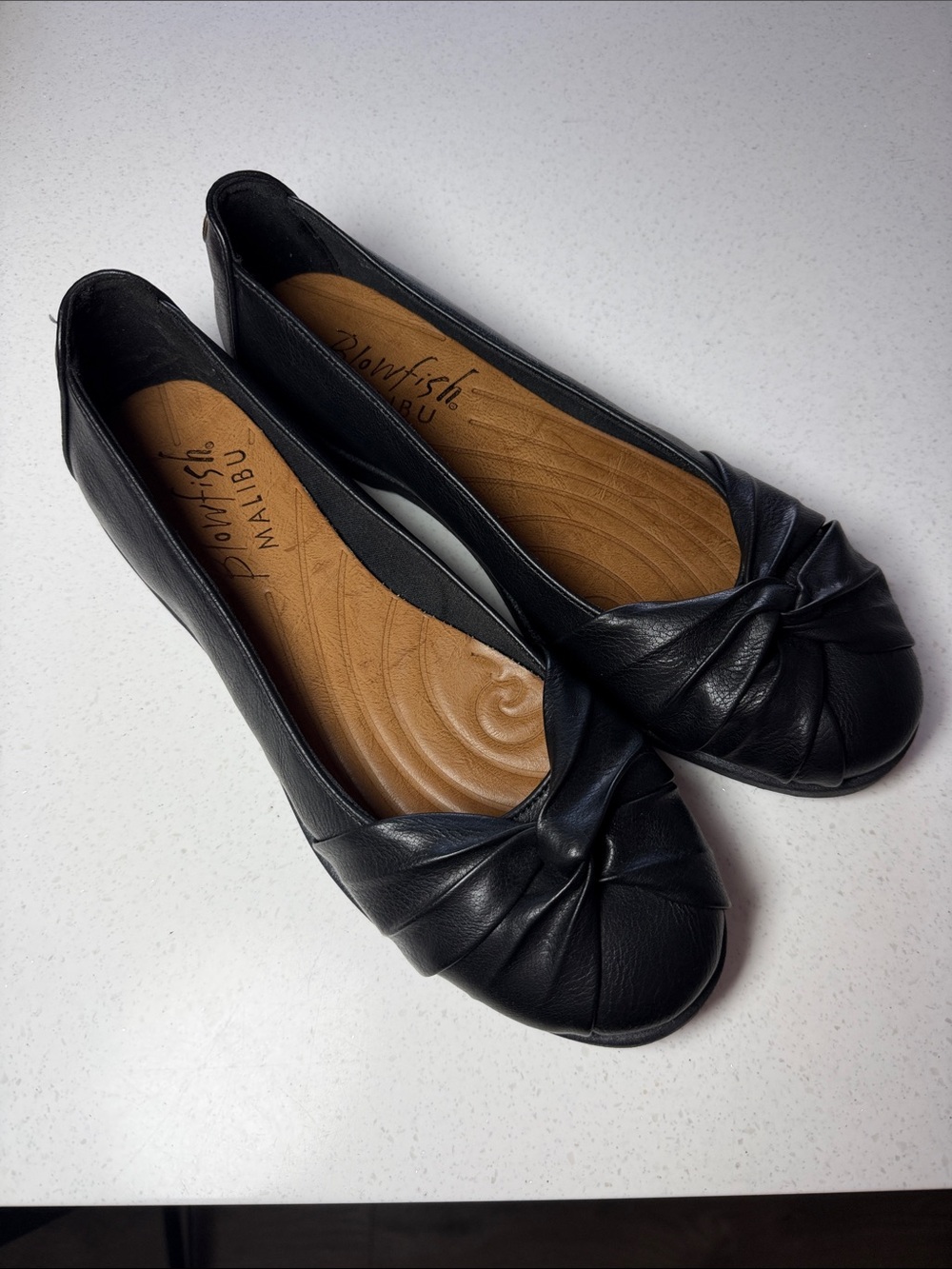 Blowfish Black Knot-Top Leather Ballet Flats